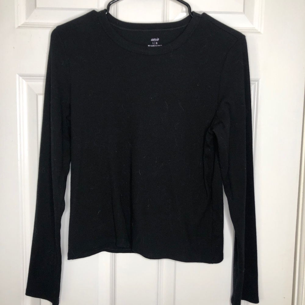 Aerie Ribbed Long Sleeve Cropped T-Shirt